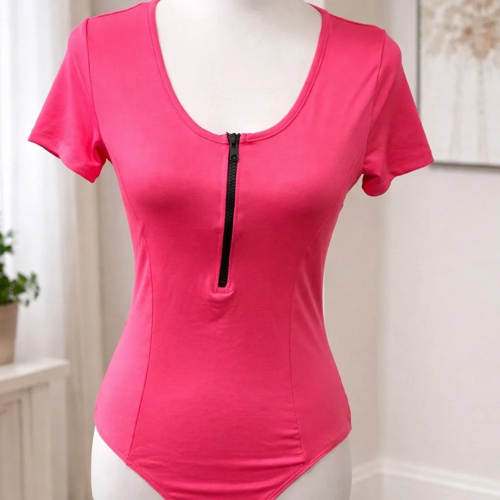 White Birch Pink Zippered Women's Bodysuit NWOT